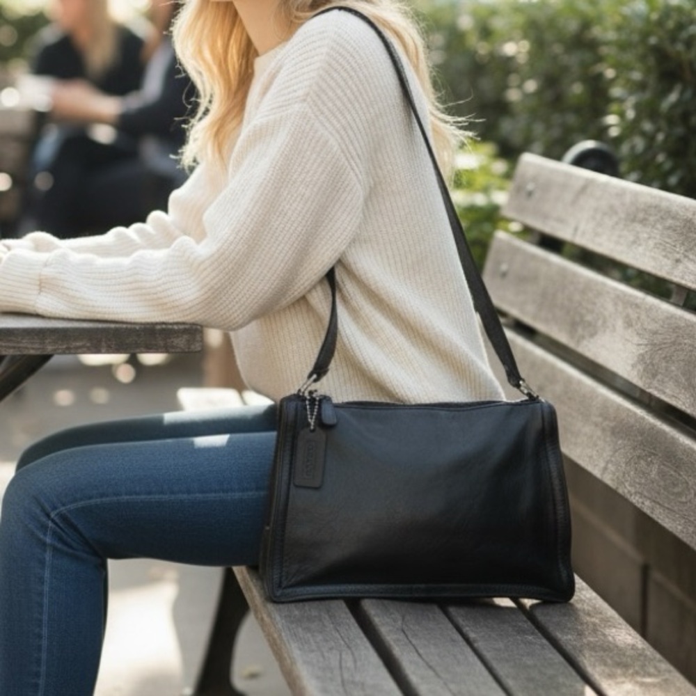 Black Leather Messenger Bag